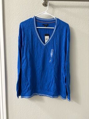 Tommy Hilfiger Blue V-Neck Diamond Knit Sweater
